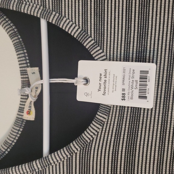NWT Marine Layer Lexi Rib Daytime Midi Dress Size Small Black White Stripe - Picture 6 of 14